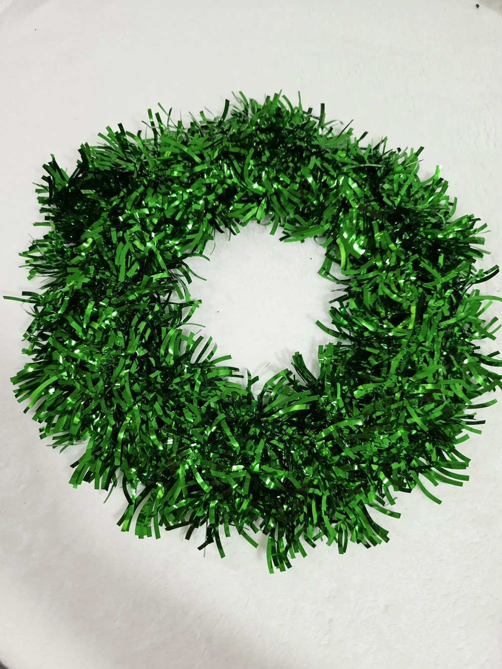 Christmas Green Holiday Tinsel Wreath - Home Accent Decor 11